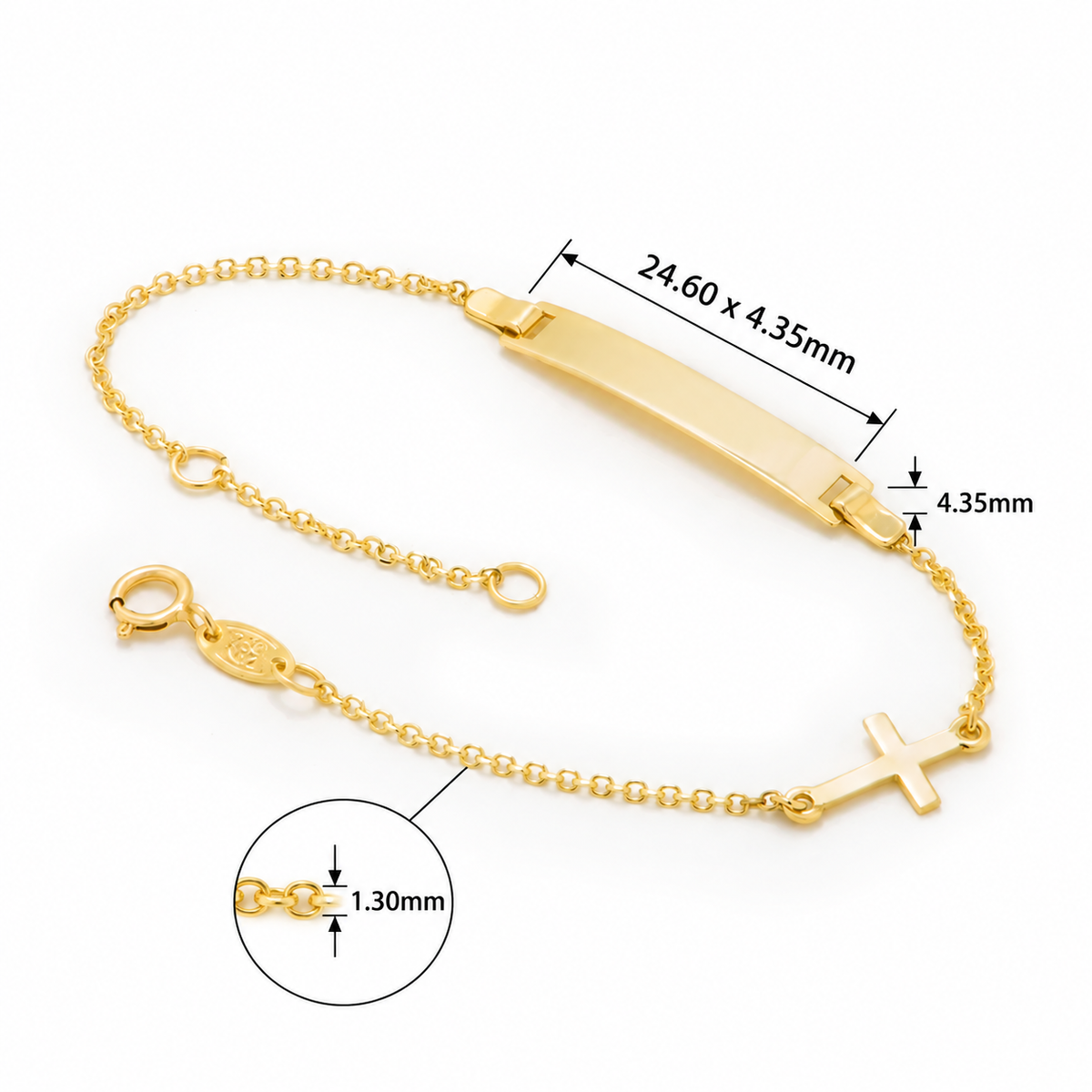 18KT Yellow Gold Baby ID Bracelet with Cross