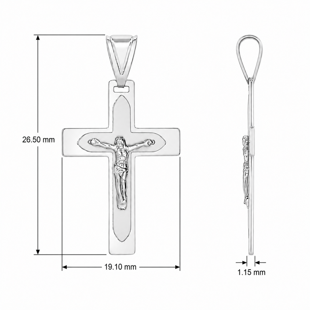 9KT White Gold Crucifix Pendant (Chain not included)