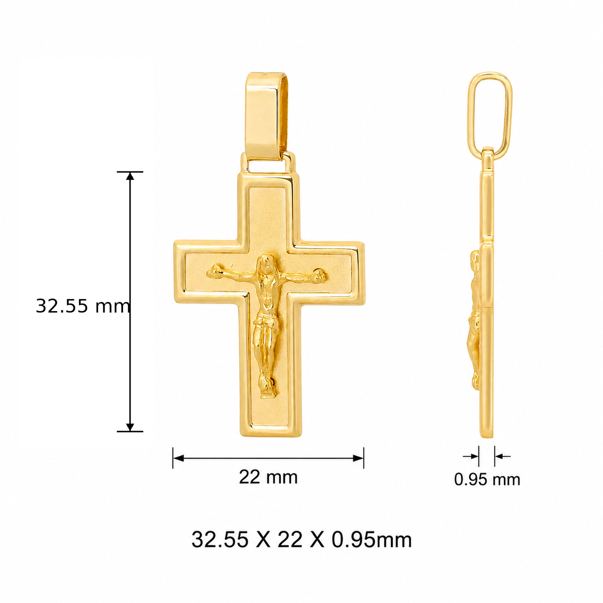 9KT Yellow Gold Crucifix Cross Pendant