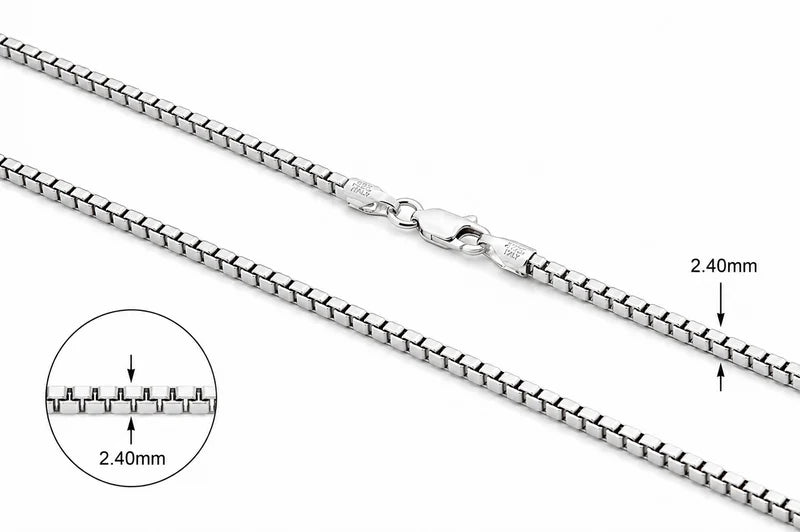 Sterling Silver Our Lady of Miraculous Medal Box Chain Necklace