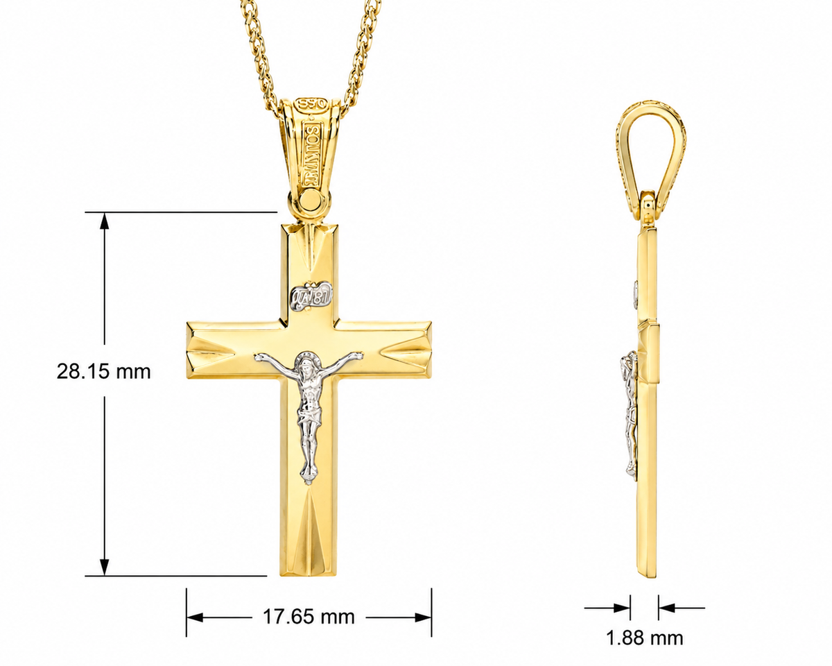 18KT Yellow Gold Pointed Ends Crucifix