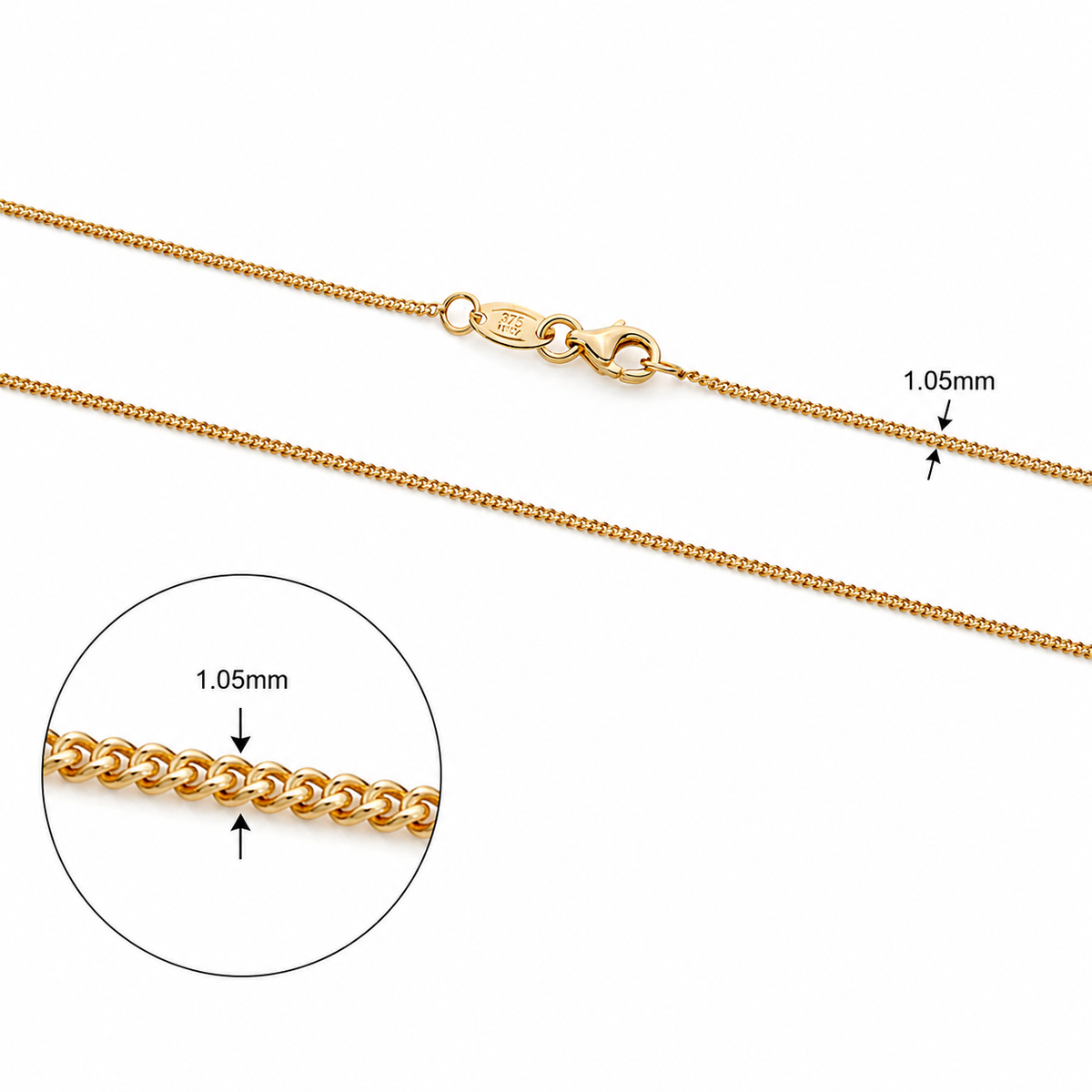 9KT Yellow Gold Curb Chain