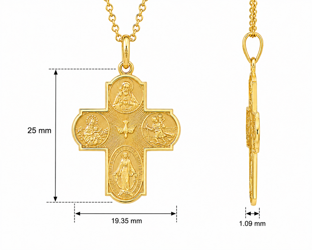 18KT Yellow Gold Scapular Cross Pendant