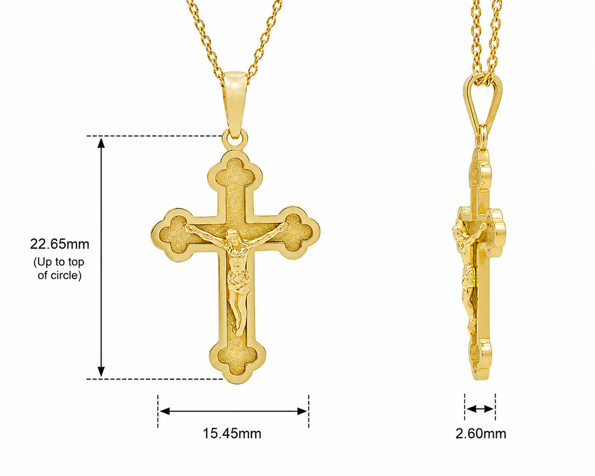 18KT Yellow Gold Shiny and Matt Orthodox Cross Pendant