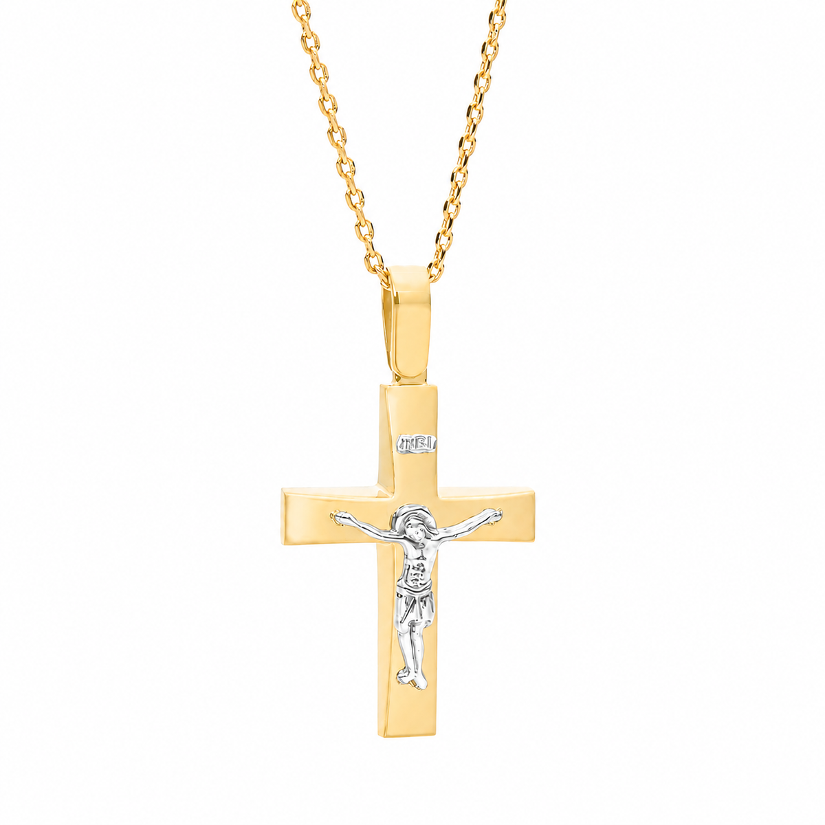 18KT Yellow And White Gold Crucifix
