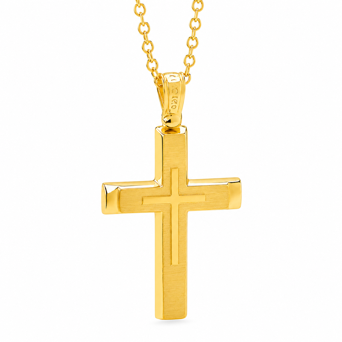 18KT Yellow Gold Shiny & Matt Cross Pendant