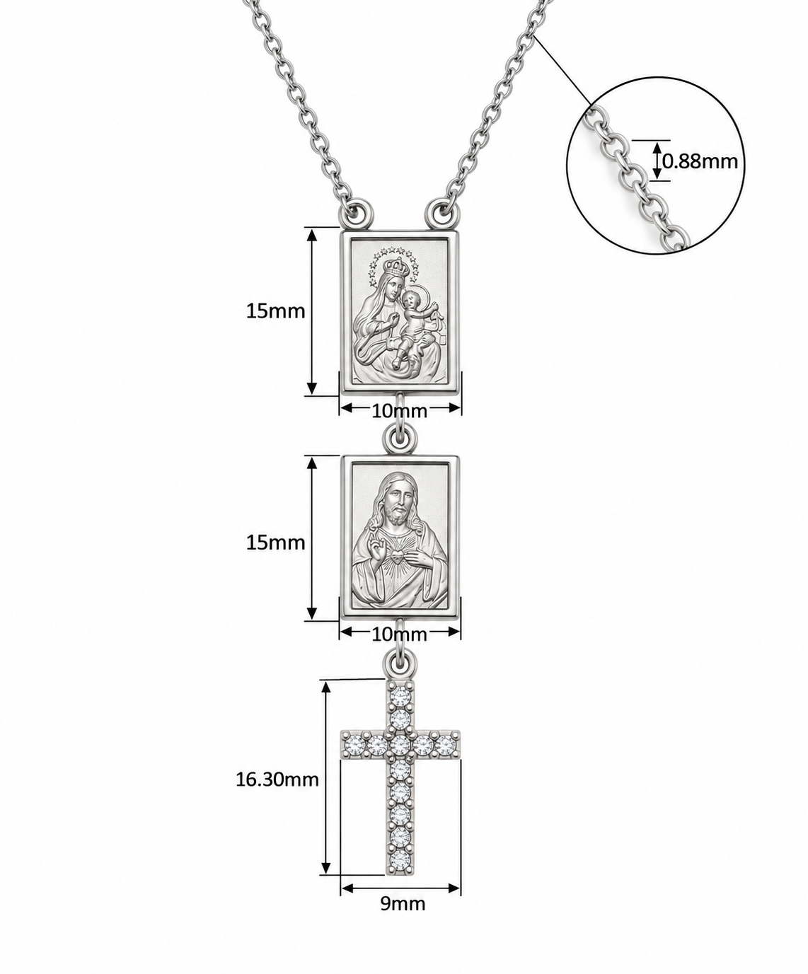 18KT White Gold Scapular Necklace