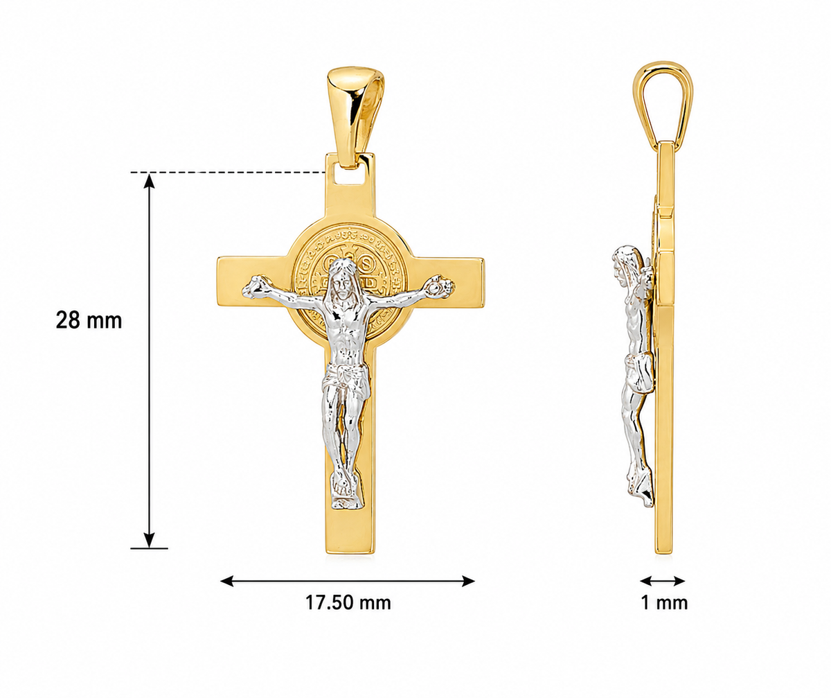 18KT Yellow & White Gold Saint Benedict Crucifix Pendant