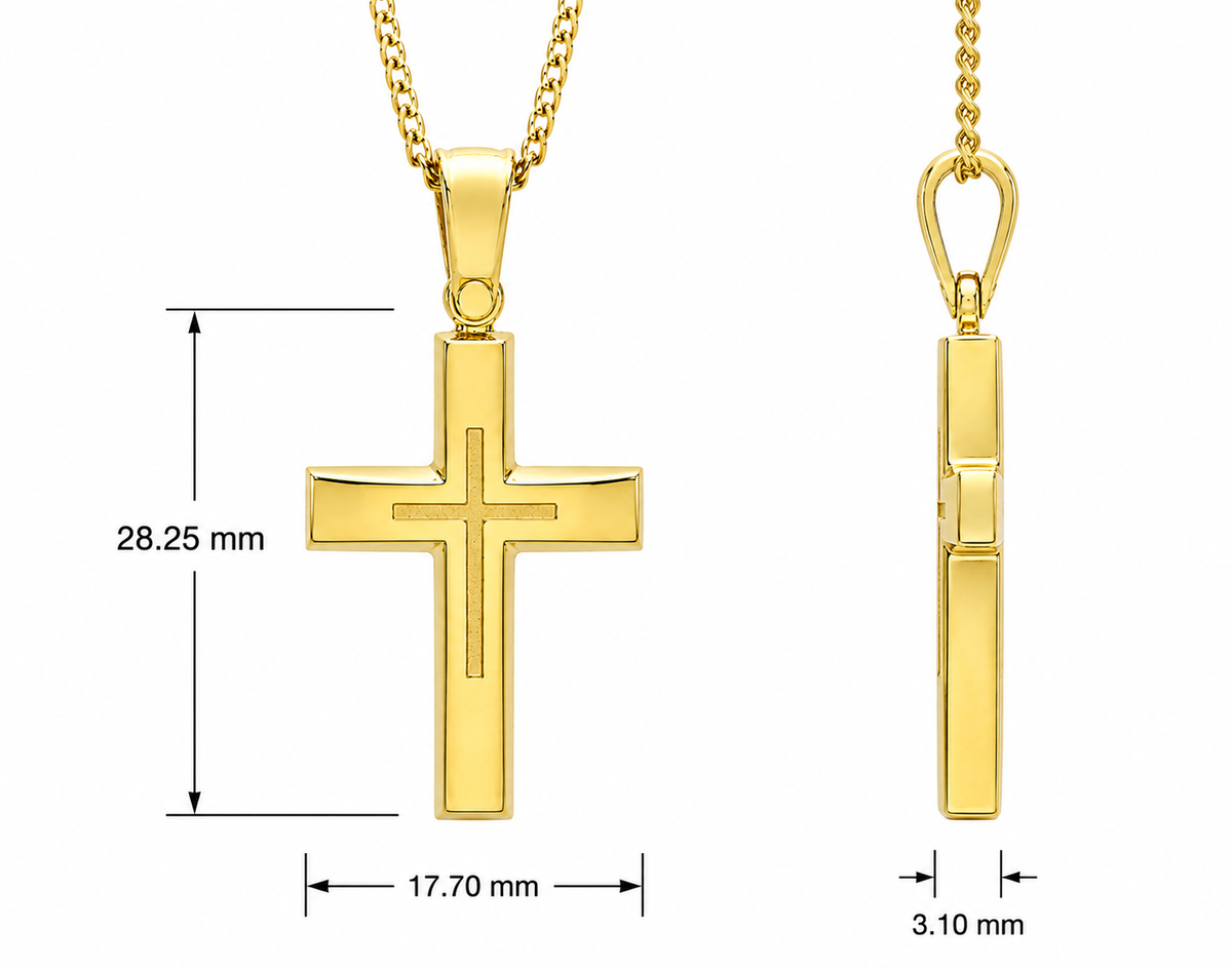 18KT Yellow Gold Polished Cross Pendant