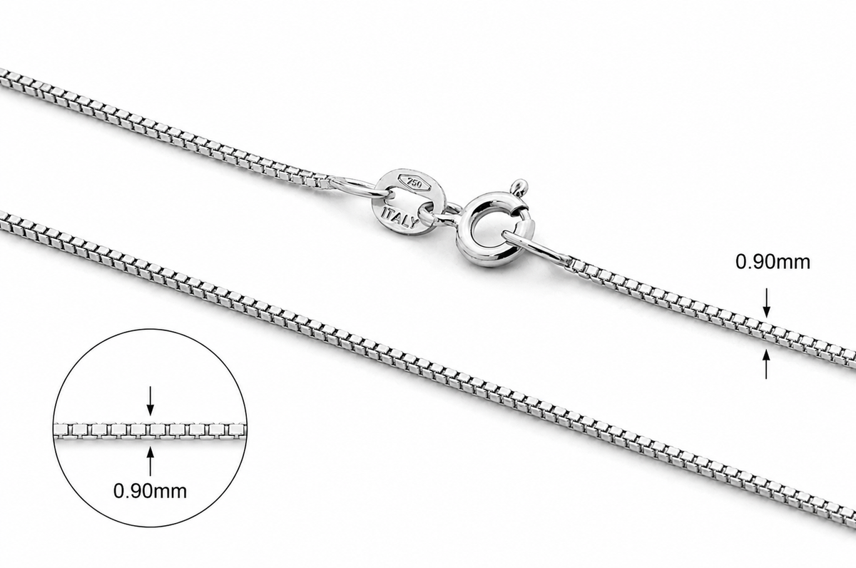 18KT White Gold Box Chain