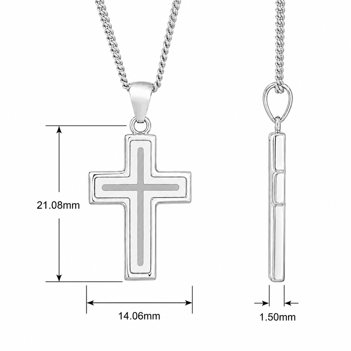 18KT White Gold Cross Pendant