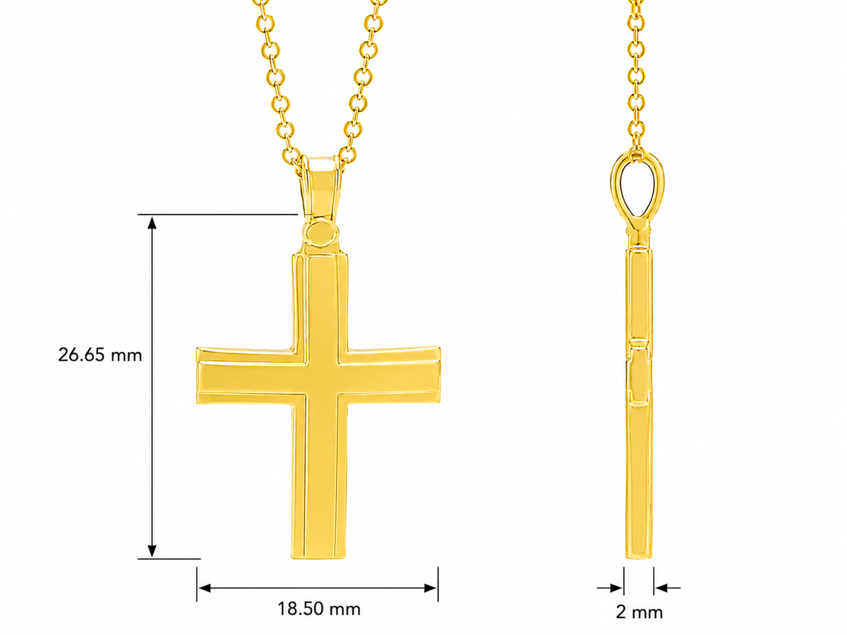 18KT Yellow Gold Polished Cross Pendant