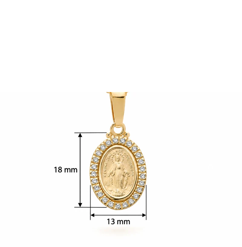 18KT Yellow Gold Lady of Miraculous Diamond Medal Necklace